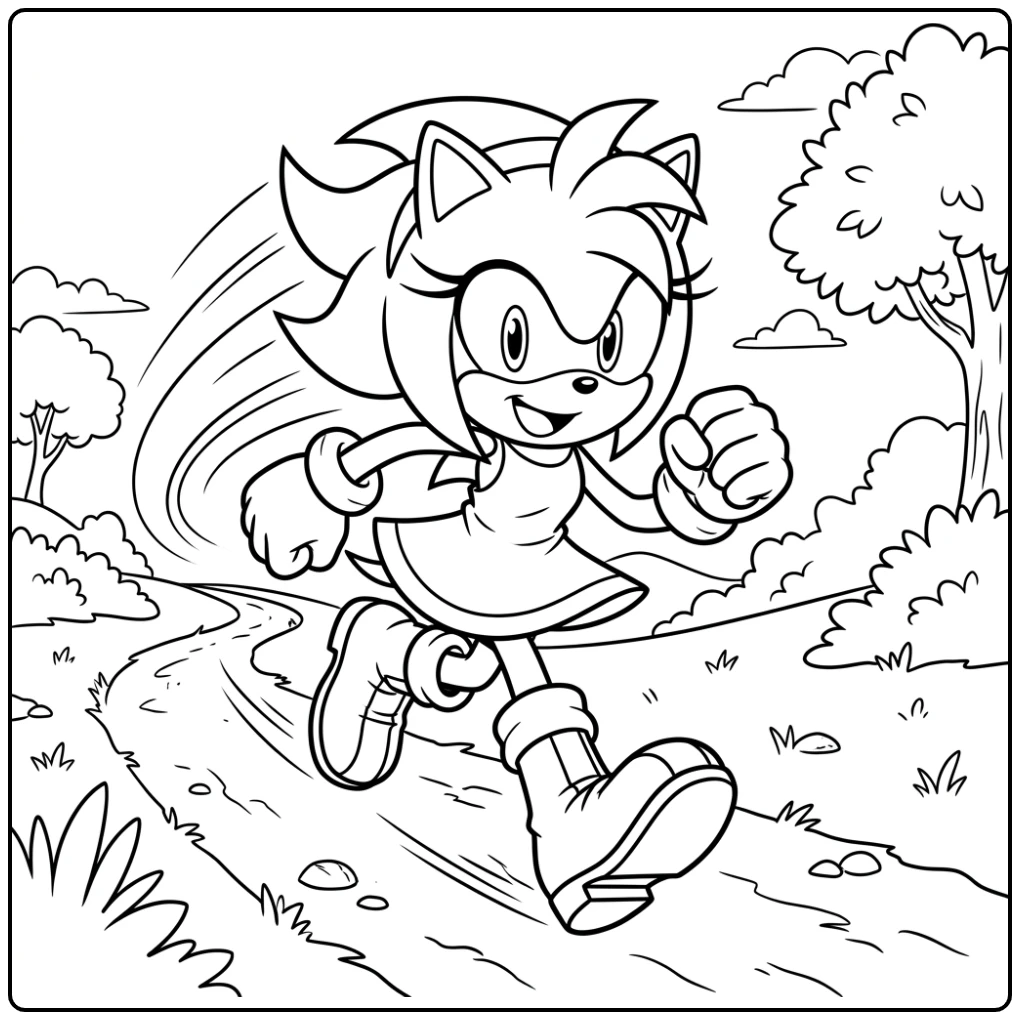 Amy Rose in Action the Perfect Amy Rose for Fans coloring page