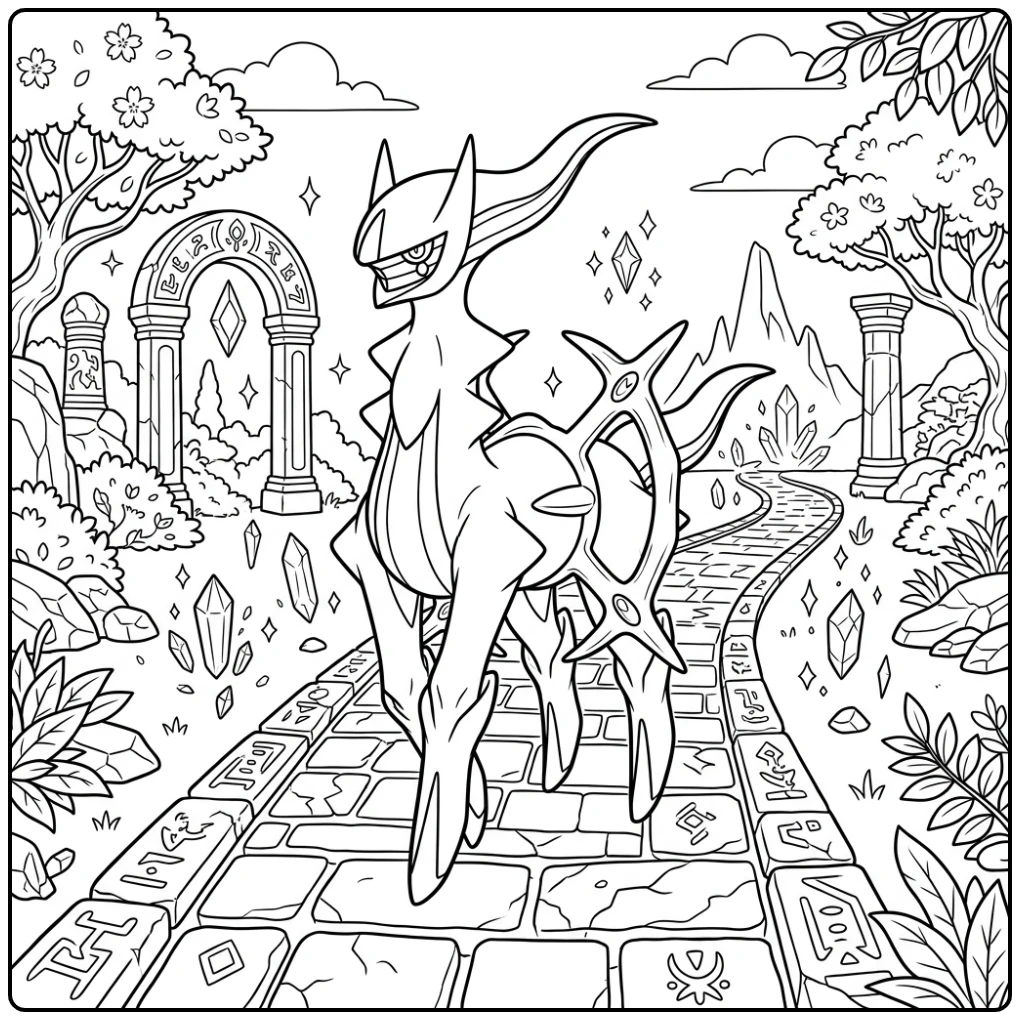 The Creator a Legendary Pokemon Arceus coloring page