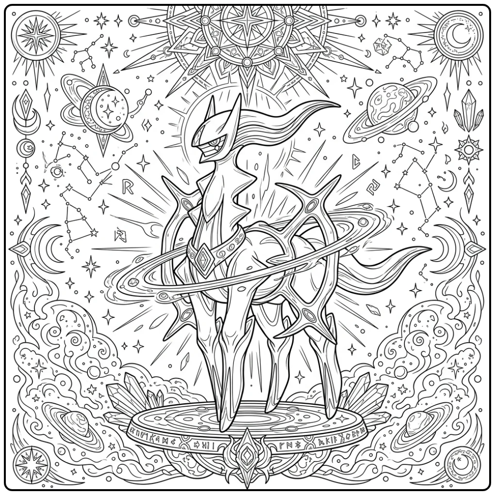 Detailed Pokemon Arceus Heavenly Challenge coloring page