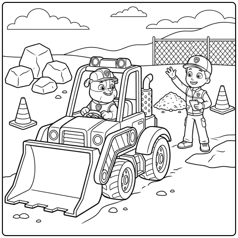 Adventure with Ryder Paw Patrol Rubble coloring page