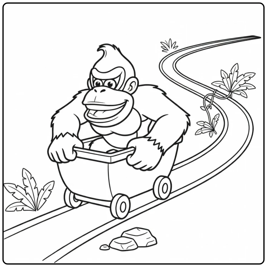Donkey Kong Minecart Adventure coloring page