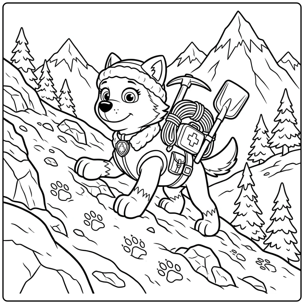 Adventurous Paw Patrol Everest in the Snow coloring page