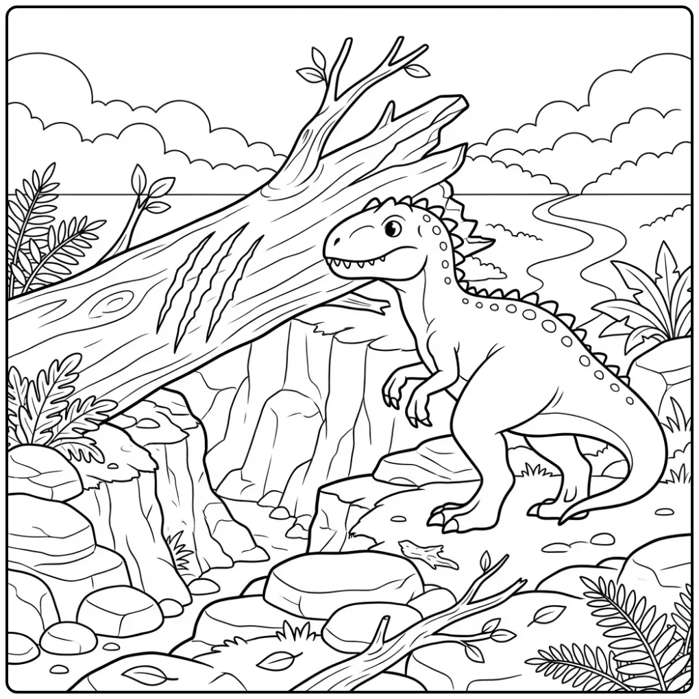 Adventurous Indominus Rex in the Wild Jungle coloring page