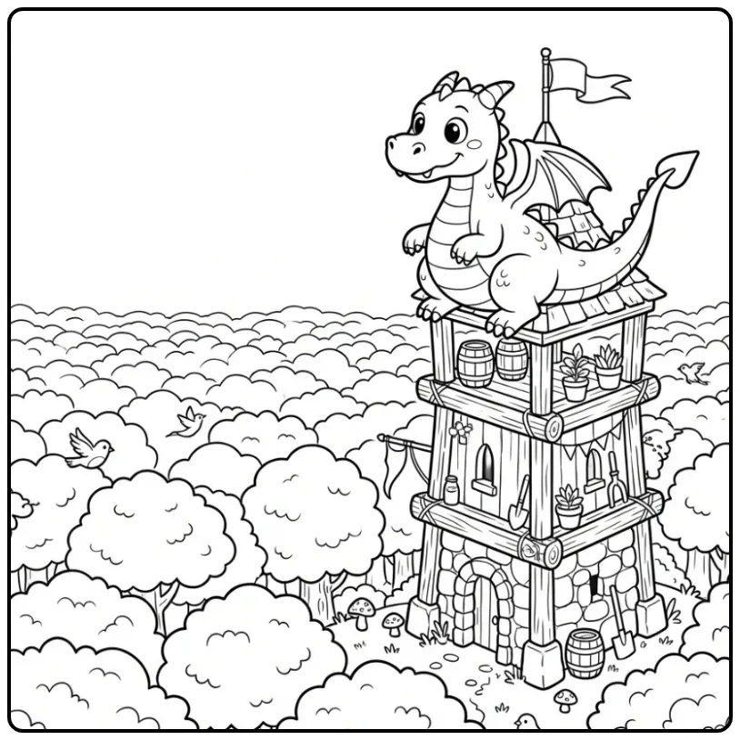 Adventurous Dragon Looking Out Over the Forest coloring page