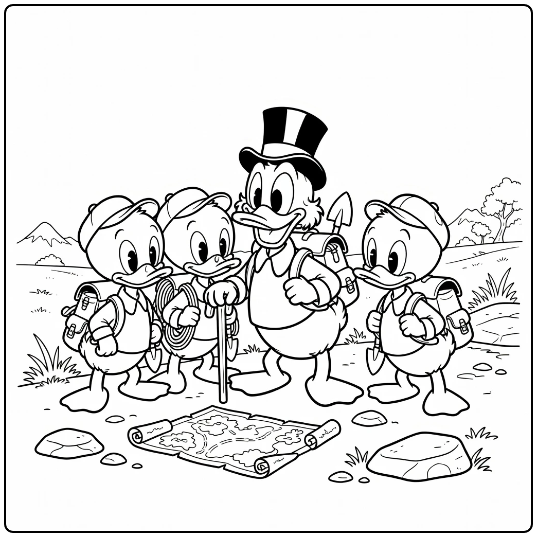 Adventurous DuckTales with Scrooge and the Boys coloring page