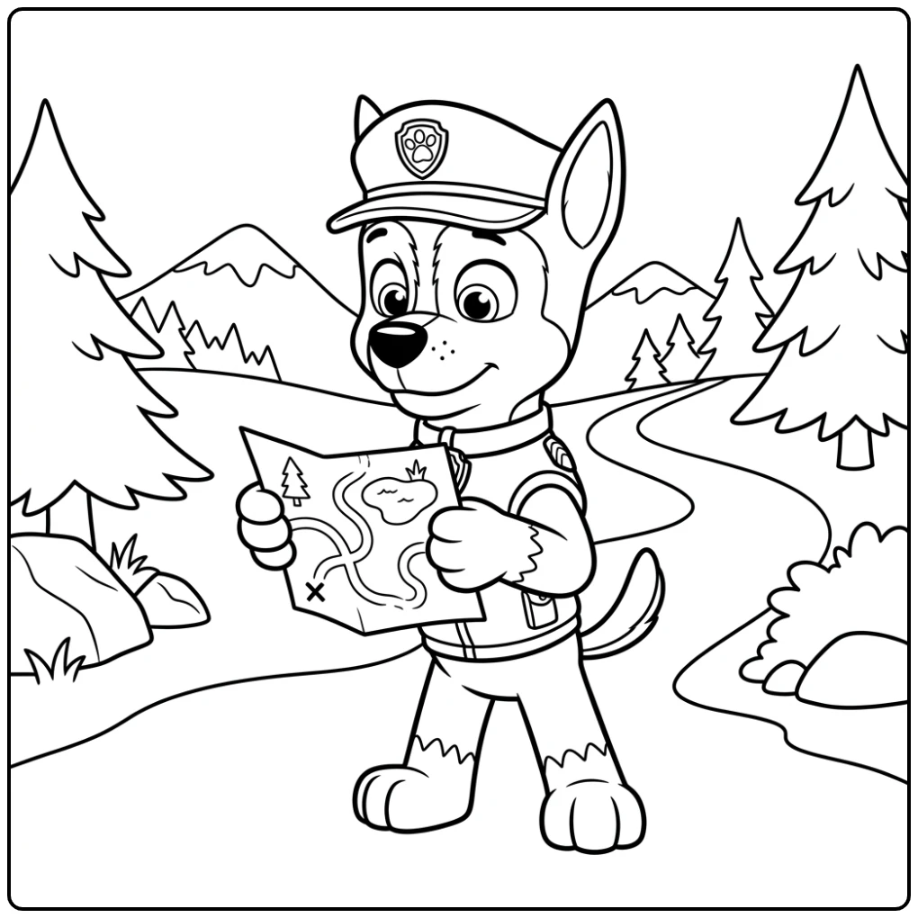 Adventurous Paw Patrol Chase on Mission coloring page