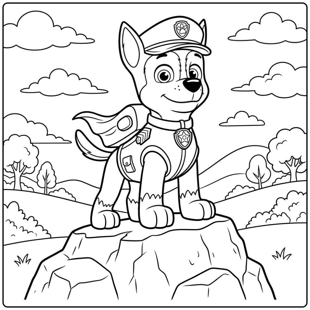 Adventurous Paw Patrol Chase Ready for Action coloring page