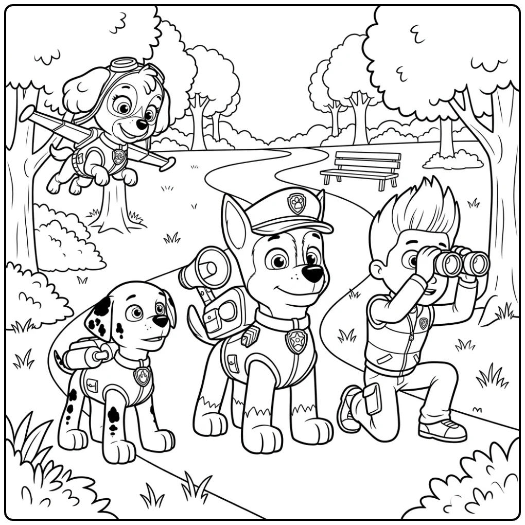 Adventurous Paw Patrol Chase Search the Missing Pup coloring page