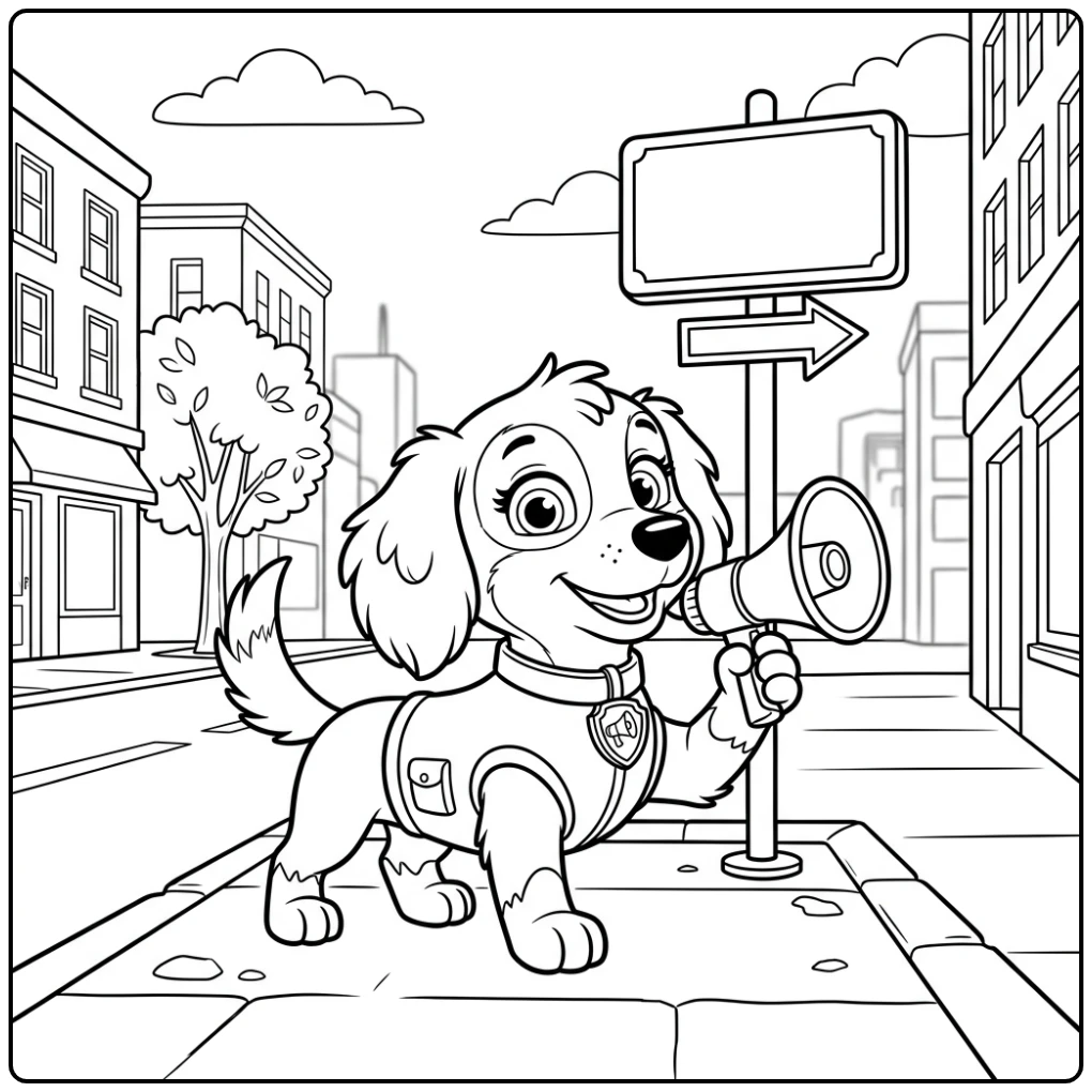 Adventurous Paw Patrol Liberty with Megaphone coloring page