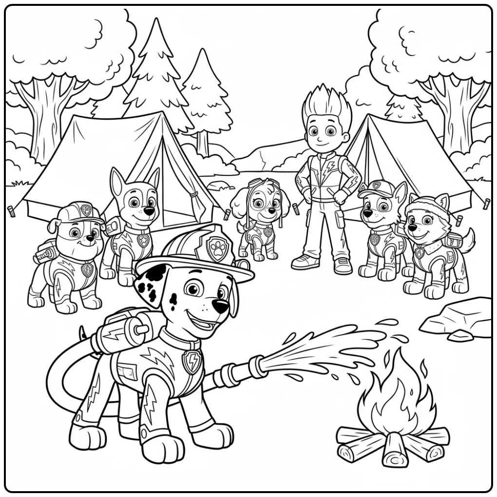 Adventurous Paw Patrol Mega Pups Marshall as Hero coloring page