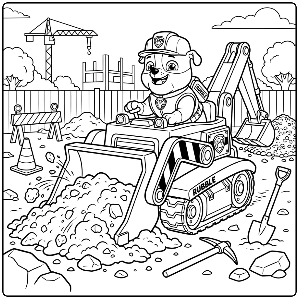 Adventurous Paw Patrol Rubble on Mission coloring page
