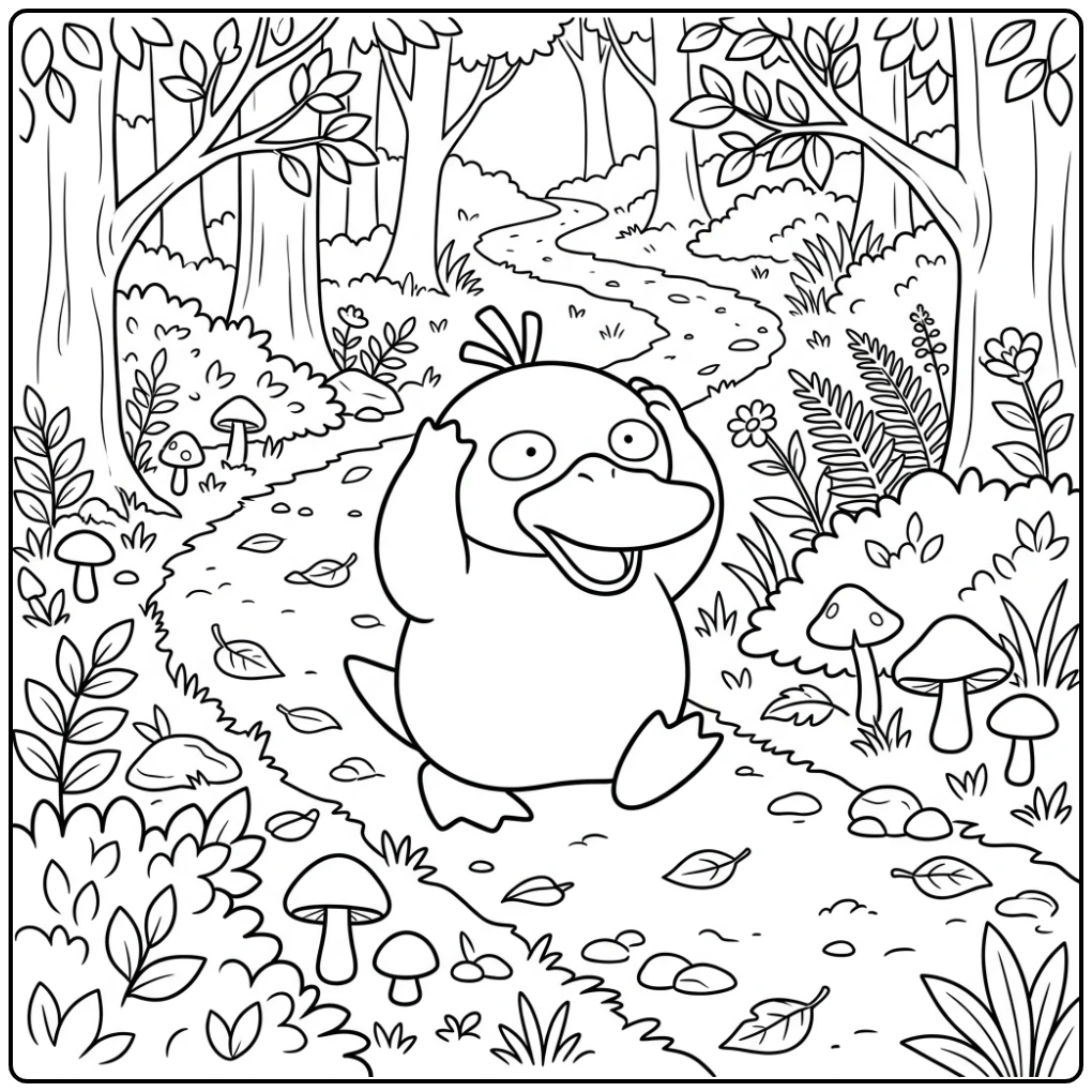 Adventurous Psyduck Walking Confused coloring page