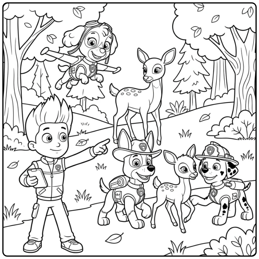 Adventurous Paw Patrol Ryder Leading Rescue coloring page