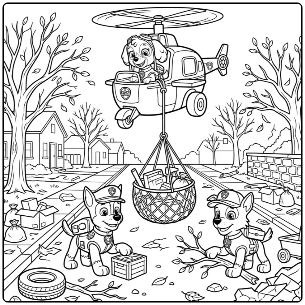Adventurous Skye Paw Patrol Rescue After the Storm coloring page
