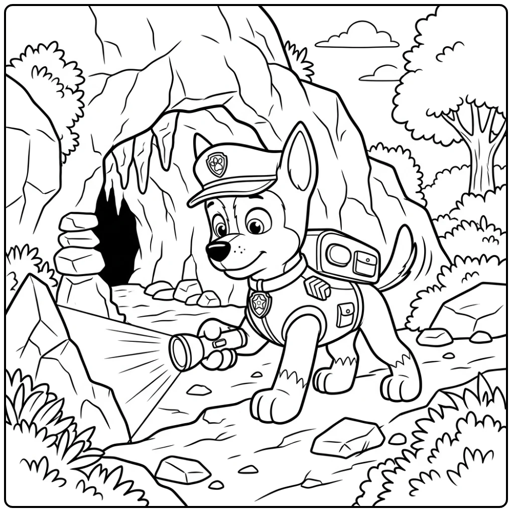 Adventurous Quest Paw Patrol Chase with the Cave coloring page