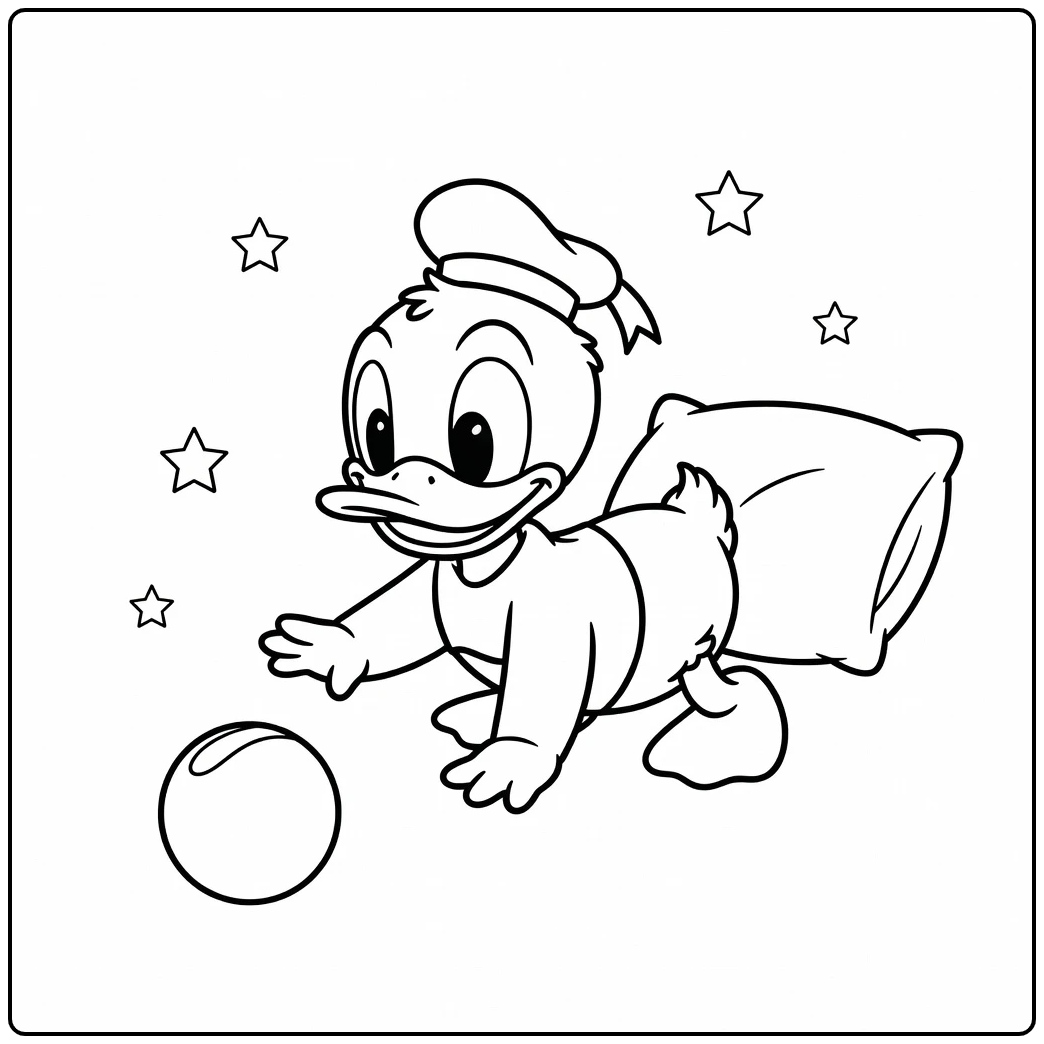 Baby Donald Duck Crawling Toward a Ball coloring page