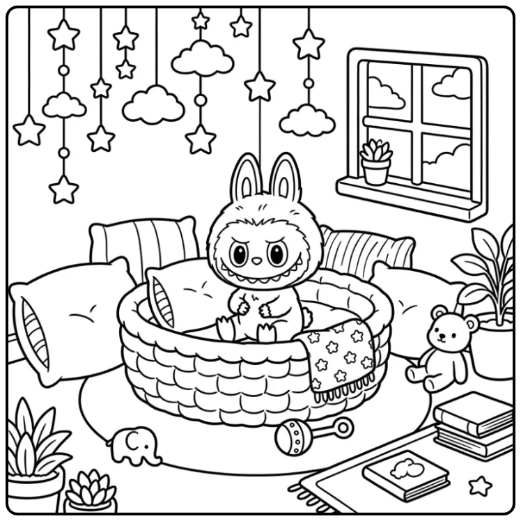 Cute Baby Labubu coloring page