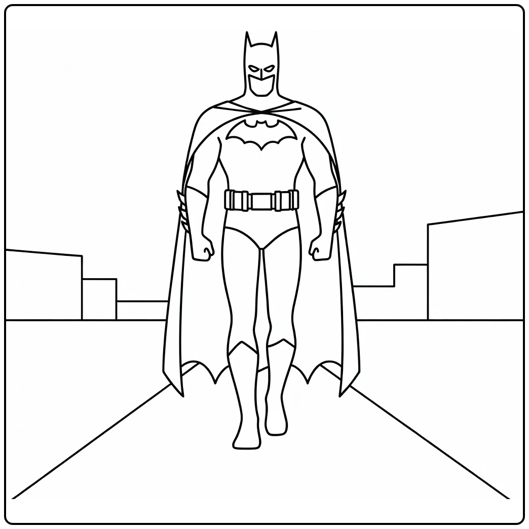 Easy Batman in Motion and Simple Background coloring page