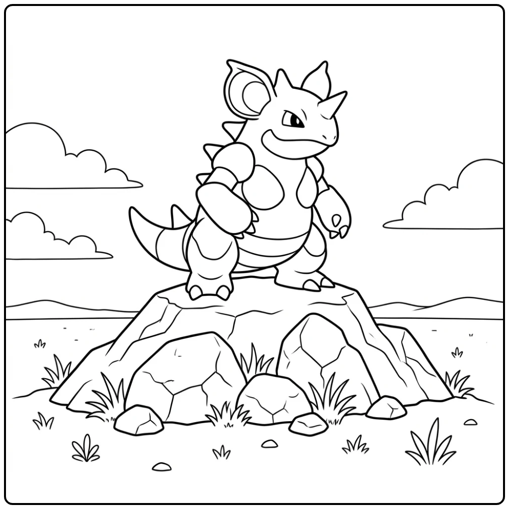 Protective Nidoqueen in the Wild Plain coloring page