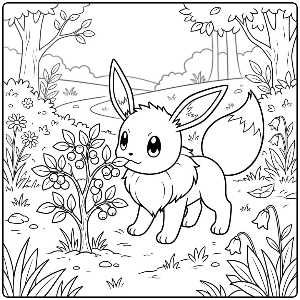 Enchanting Eevee Browsing at Berries coloring page