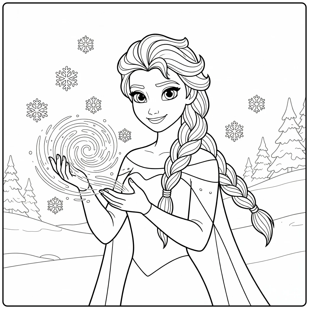 Enchanting Elsa Snow Magic coloring page