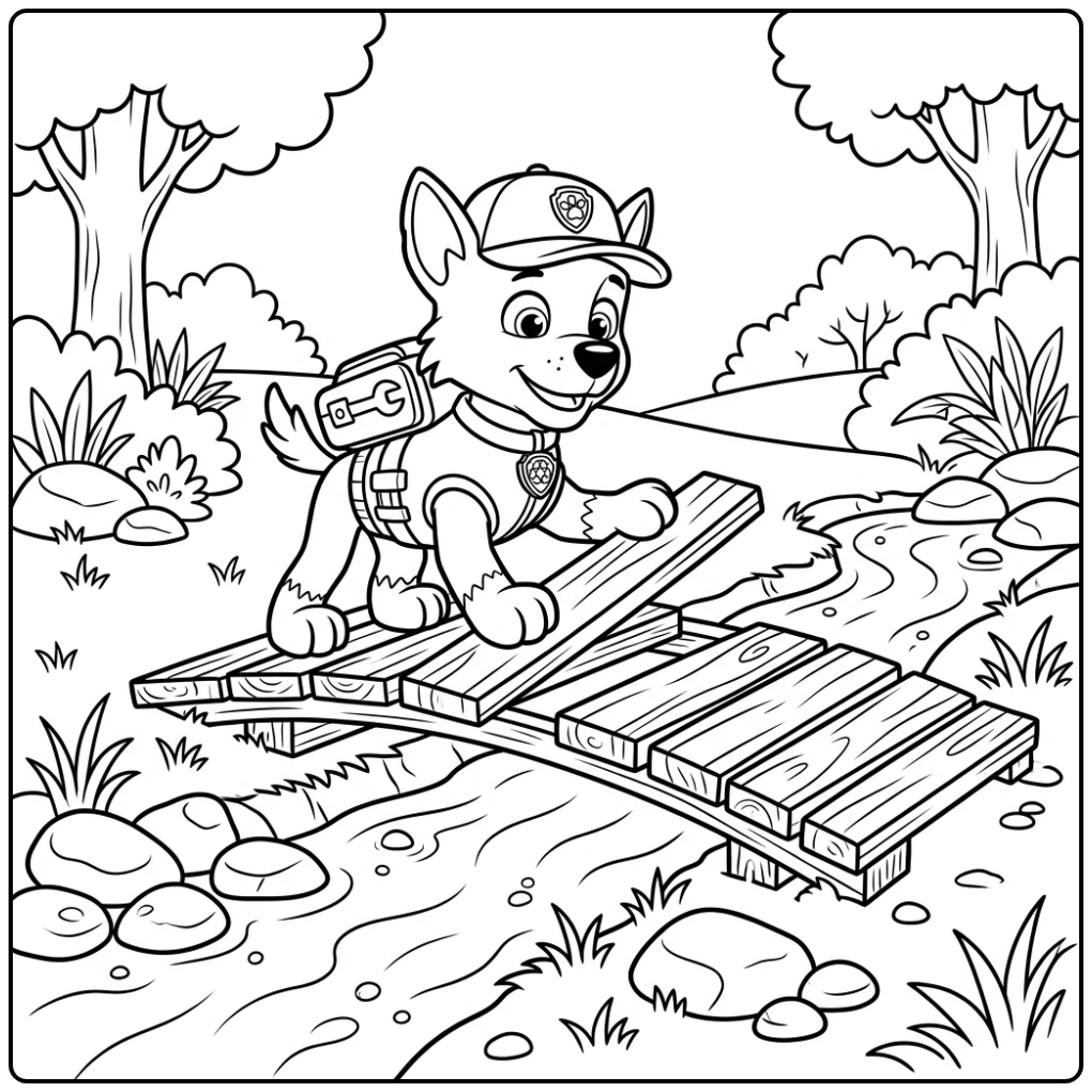 Building the Bridge Rocky Paw Patrol Full of Action and Adventure coloring page