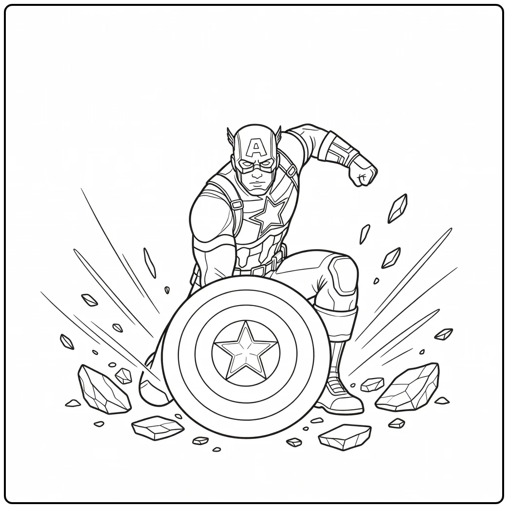 Captain America Heroic Landing coloring page
