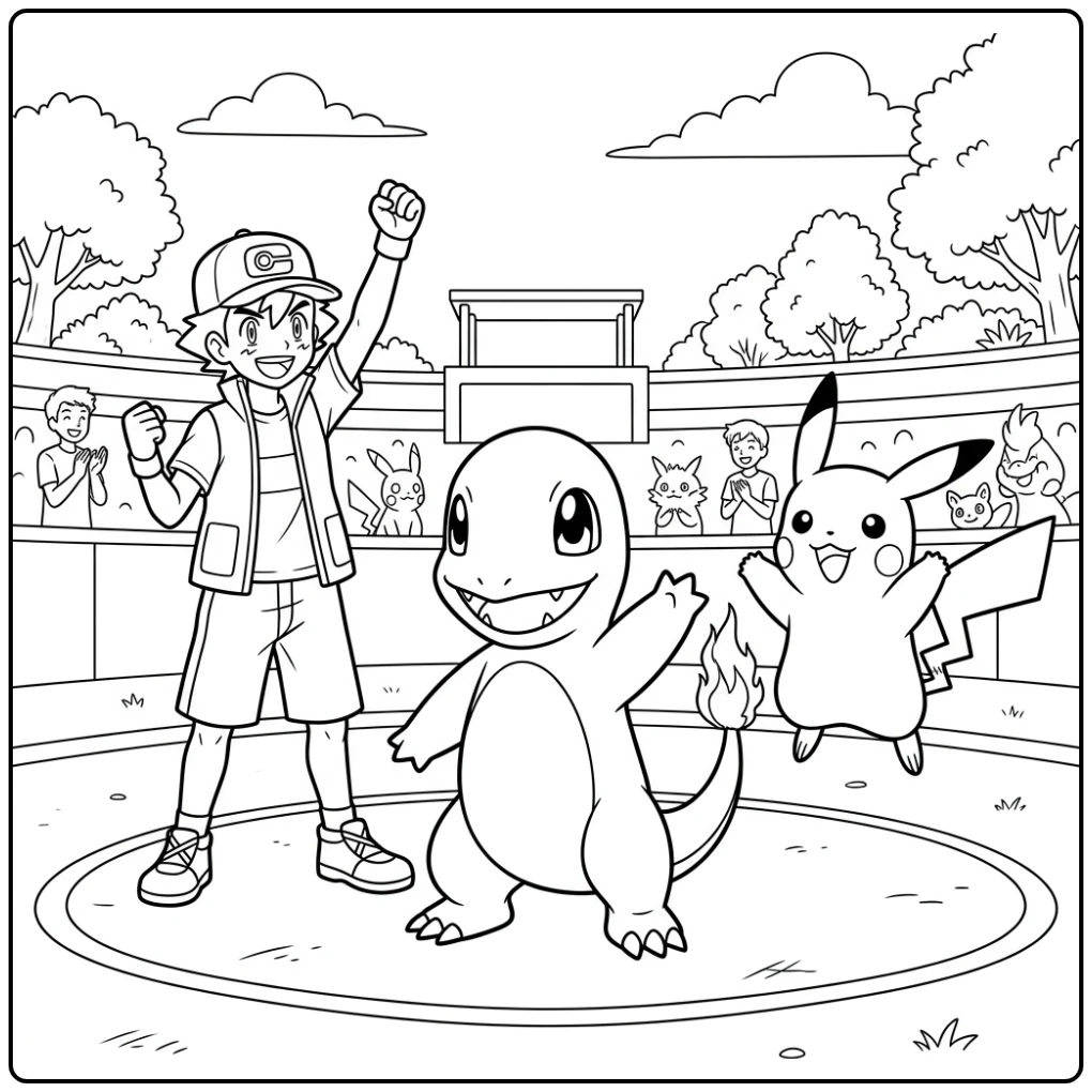 Charmander Celebration After a Contest coloring page