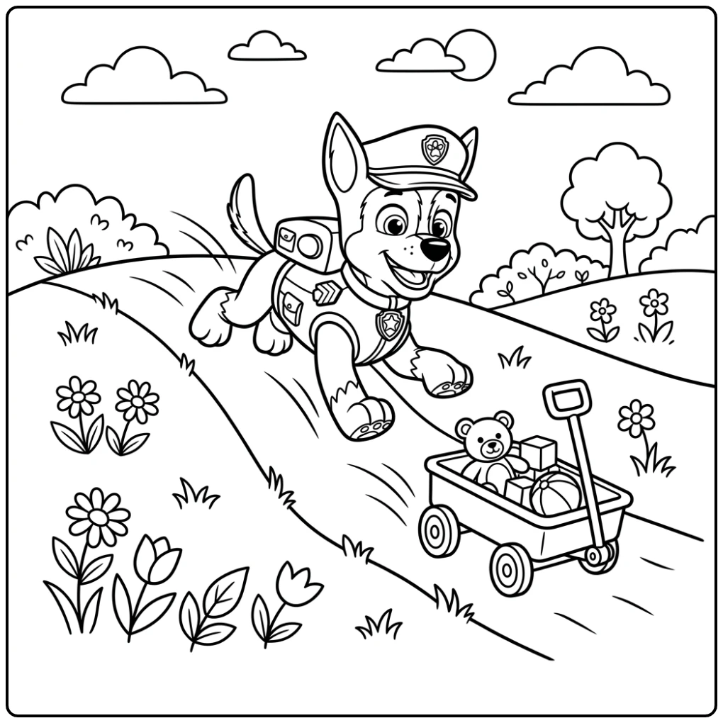 Chase's Wild Paw Patrol Chase Adventure coloring page