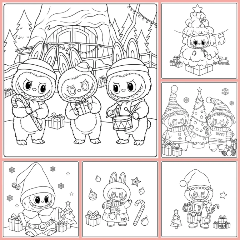 Labubu Christmas coloring page collection cover