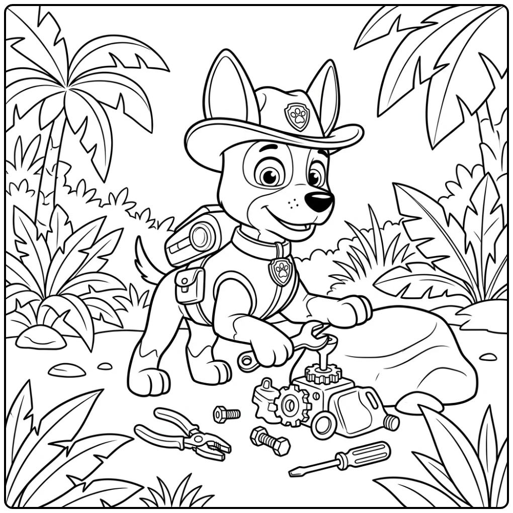Creative Rocky Paw Patrol Rocky's Newest Invention coloring page