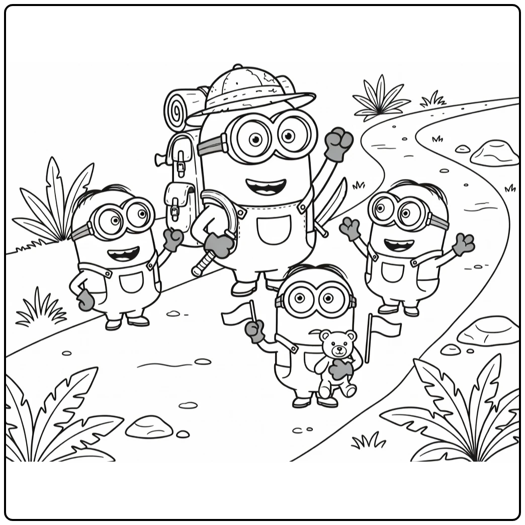 Brave Adventurer in Jungle Minion coloring page
