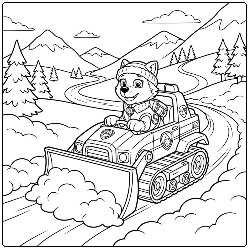 The Adventurous Paw Patrol Everest in Action coloring page