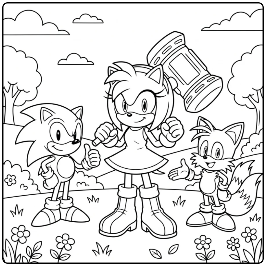 The Best Amy Rose and Tails Together coloring page