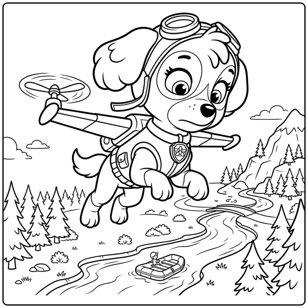 Best Paw Patrol Skye Searching in the Sky coloring page