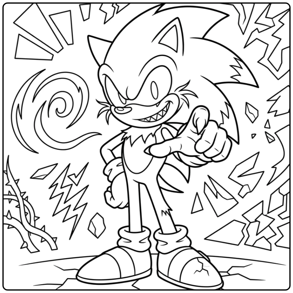 Scary Sonic.EXE Pointing with a Grin coloring page