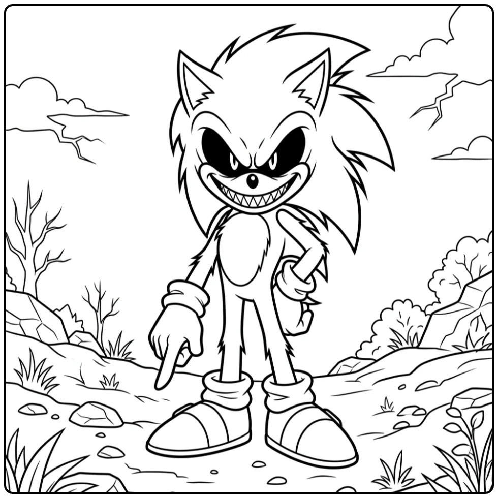 The Spooky Sonic.EXE's Threatening Pose coloring page