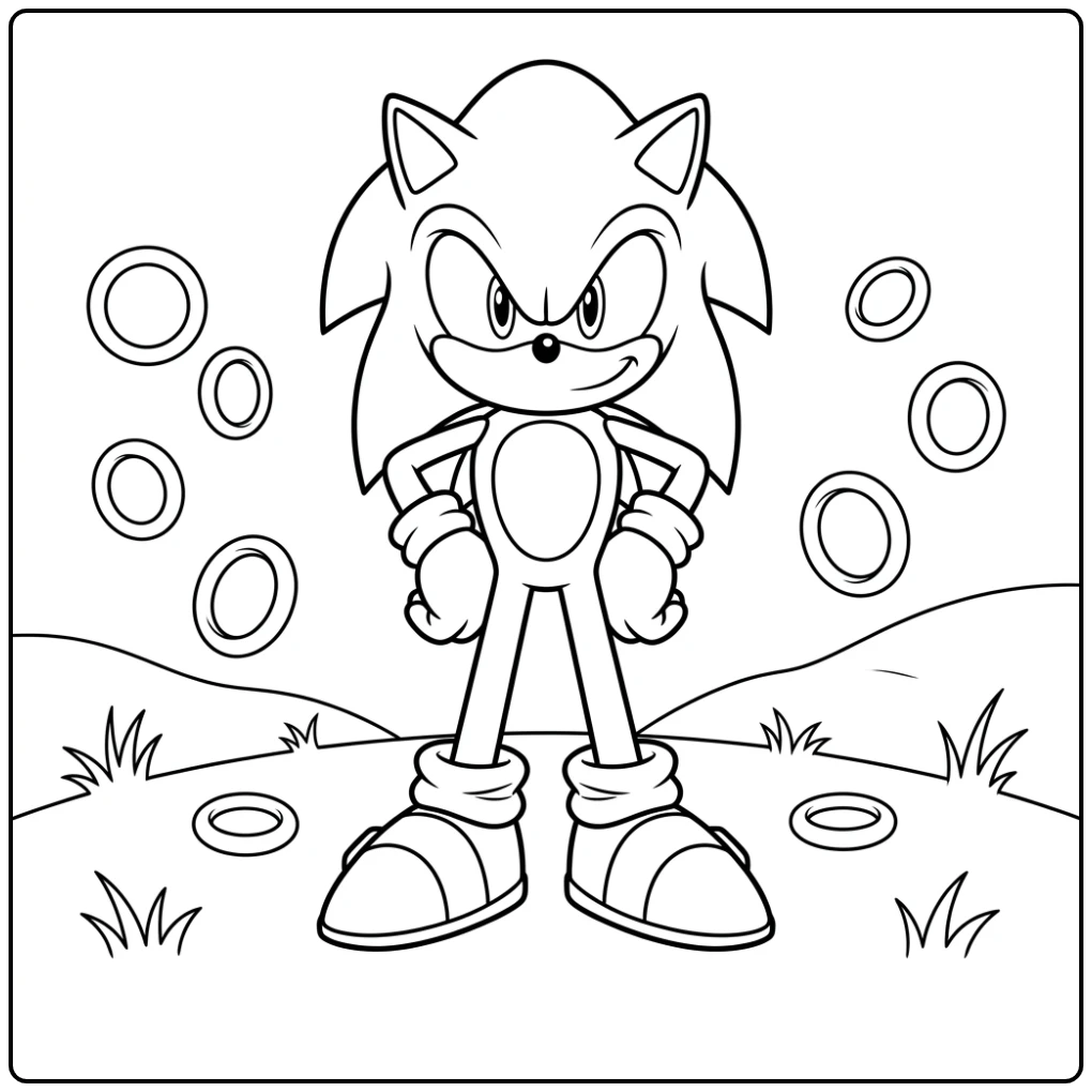 The Heroic Sonic Standing Determined Ready coloring page