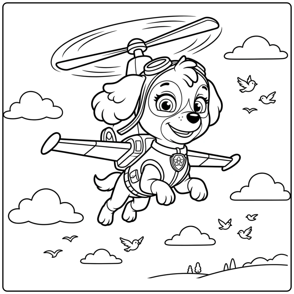 The Best Paw Patrol Skye High Above Clouds coloring page