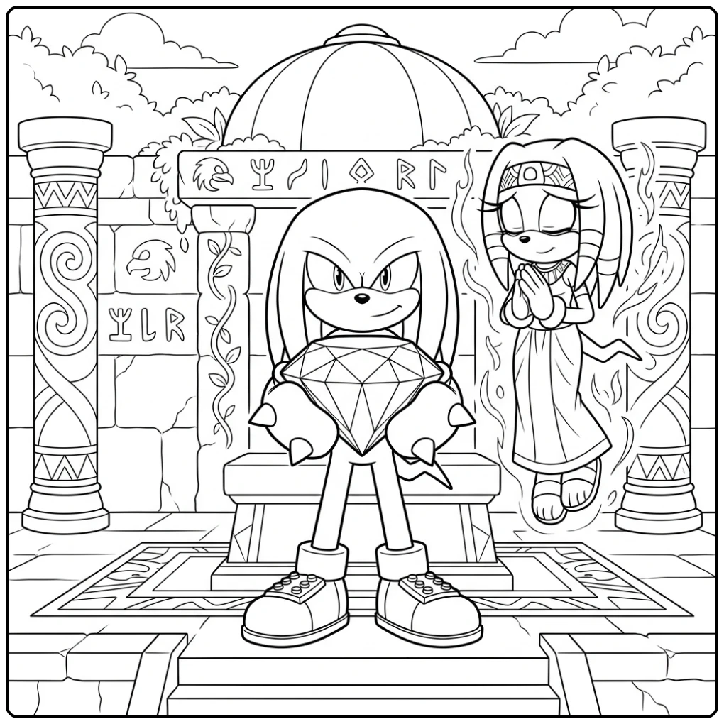 Mighty Knuckles Tikal and the Emerald coloring page