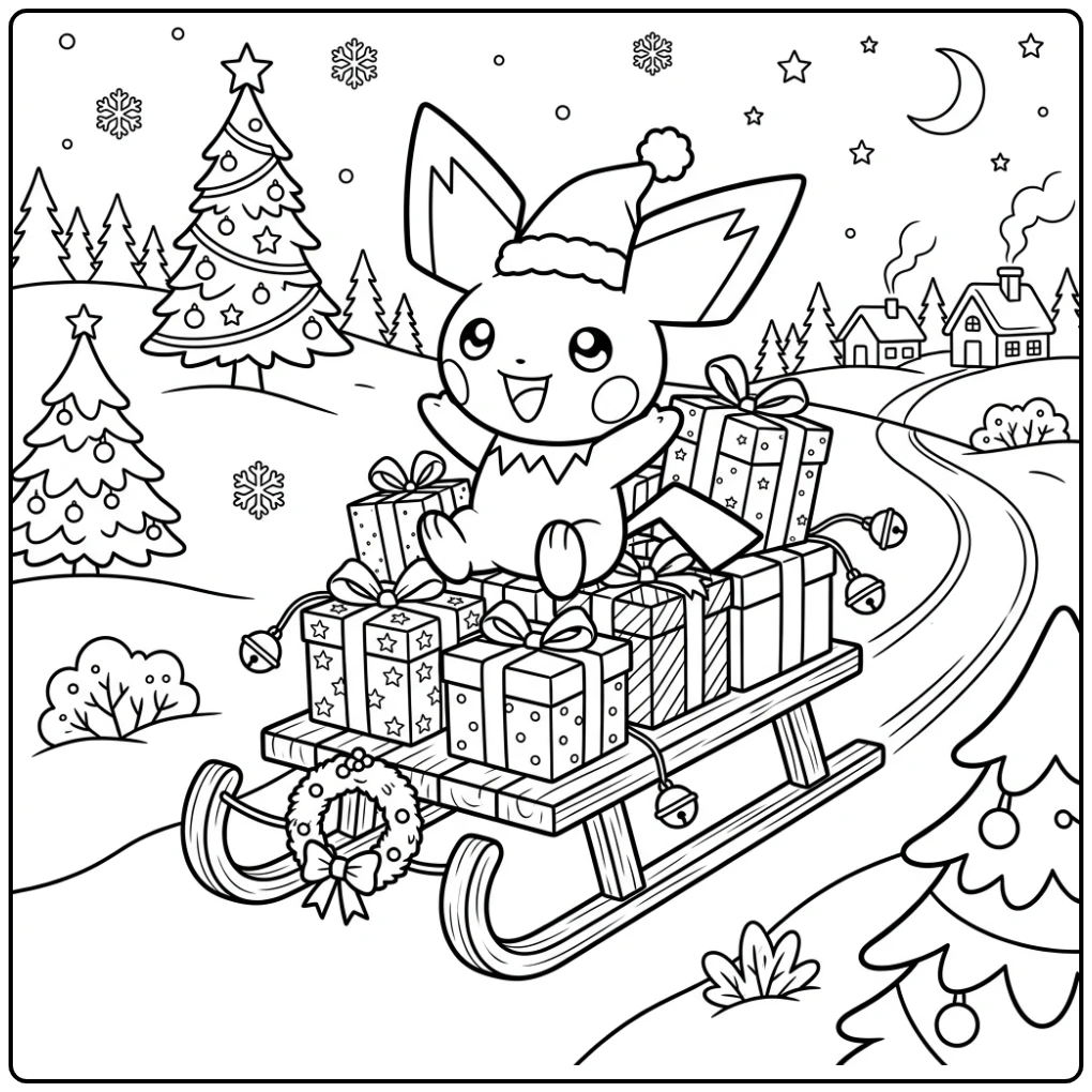 The Perfect Pichu Christmas for Wintry Fun coloring page