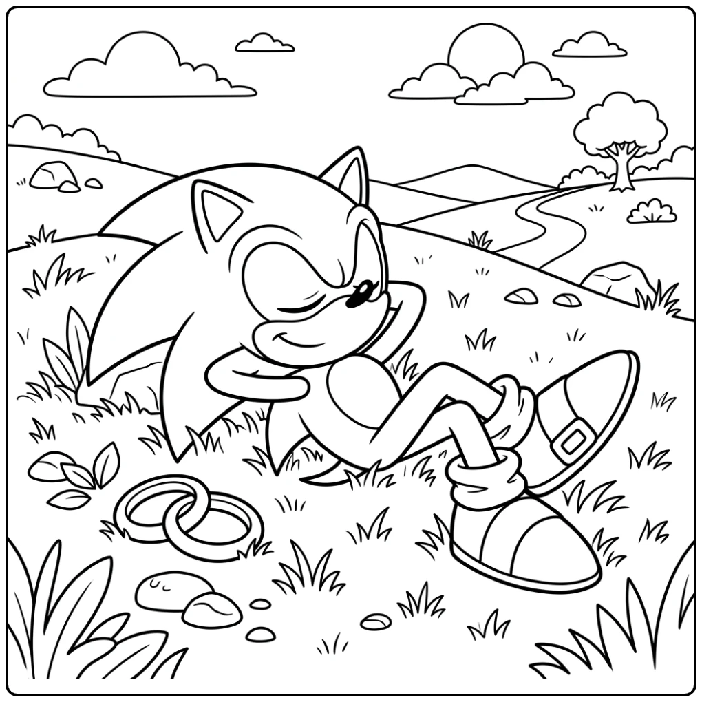 Perfect Relaxed Sonic coloring page
