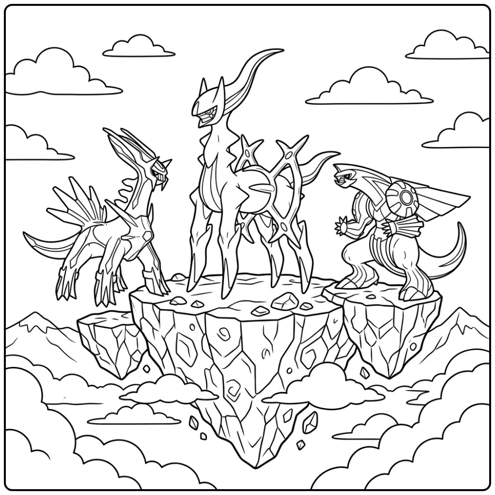 The Creator a Epic Pokemon Arceus Scene coloring page