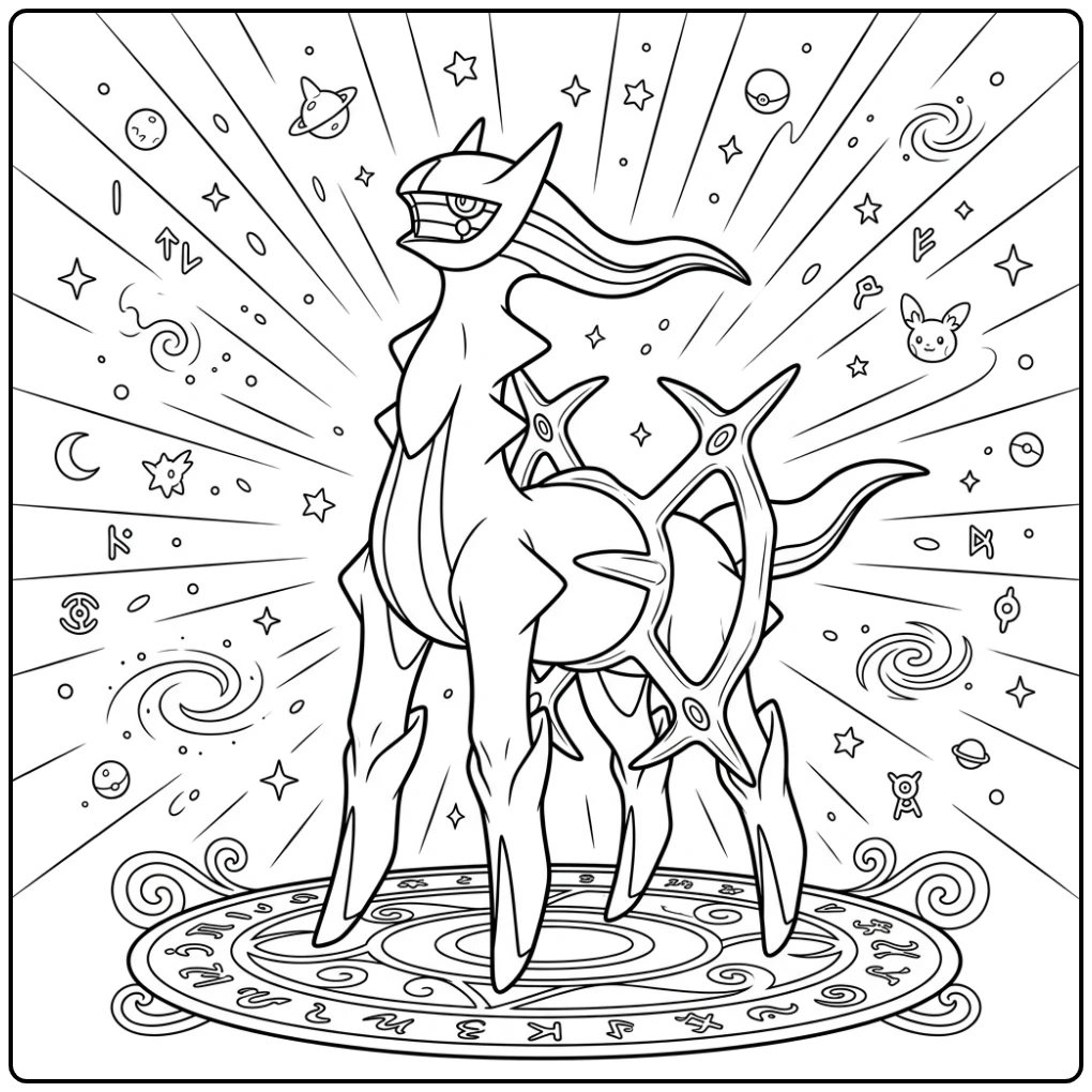 Creator Pokemon Arceus Proudly in the Universe coloring page