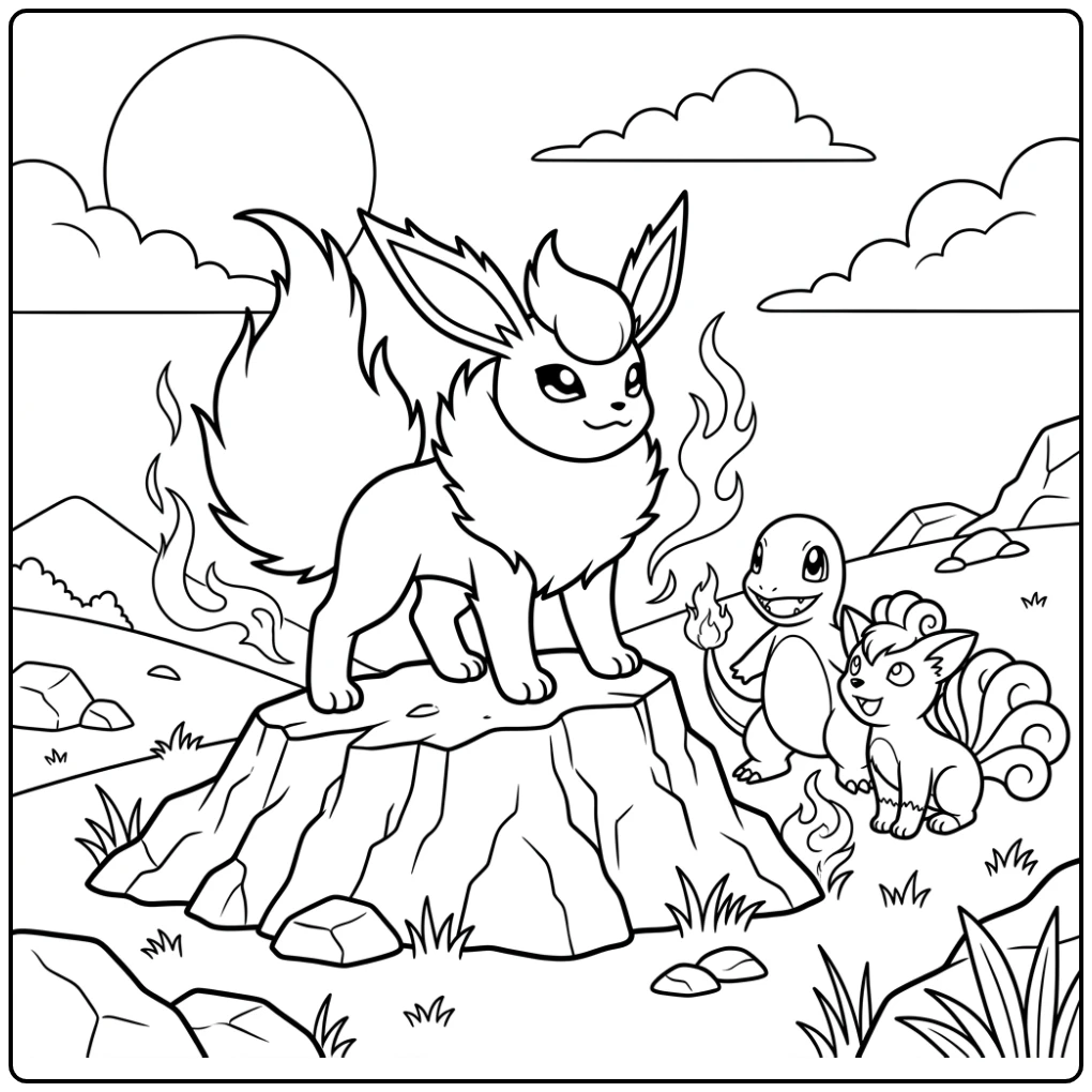 The Ultimate Flareon Charmander and Vulpix coloring page