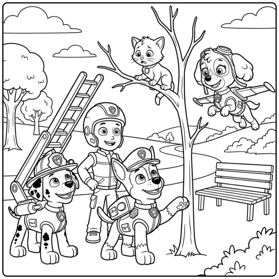Ultimate Paw Patrol Chase Rescue Action in the Park coloring page