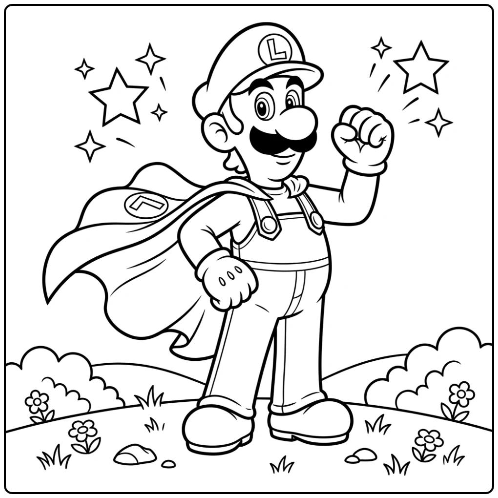 The Ultimate Luigi as a True Superhero coloring page