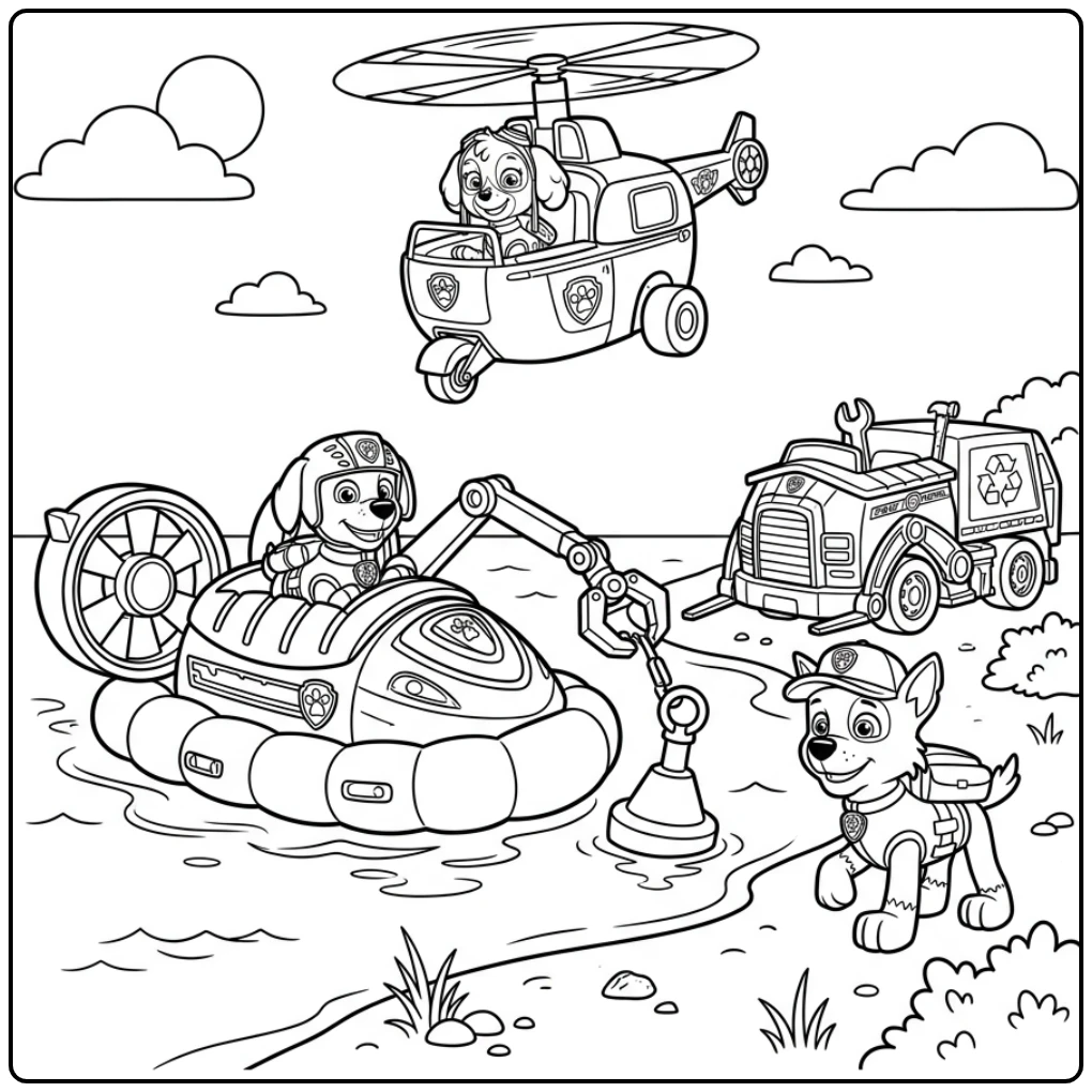 The Ultimate Paw Patrol Vehicle Zuma and His Team coloring page