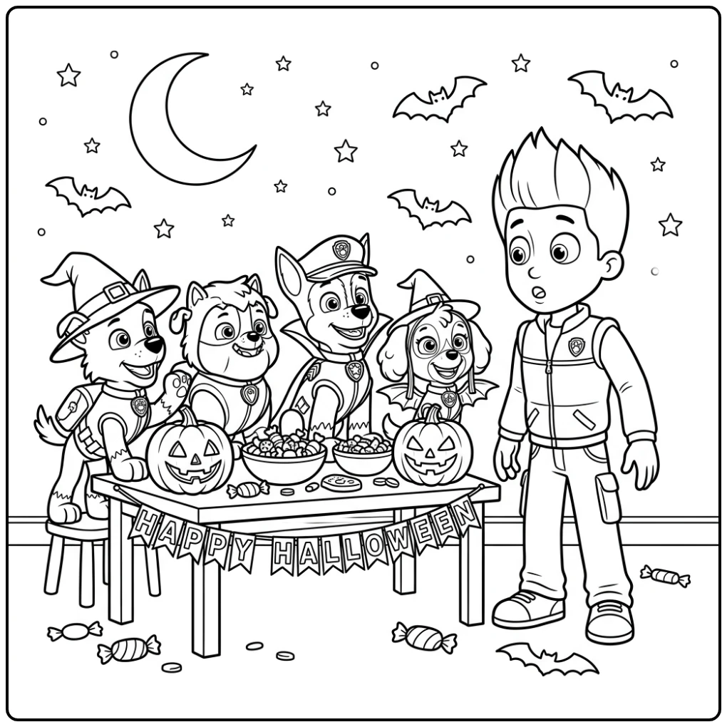 The Ultimate Paw Patrol Halloween a Party coloring page