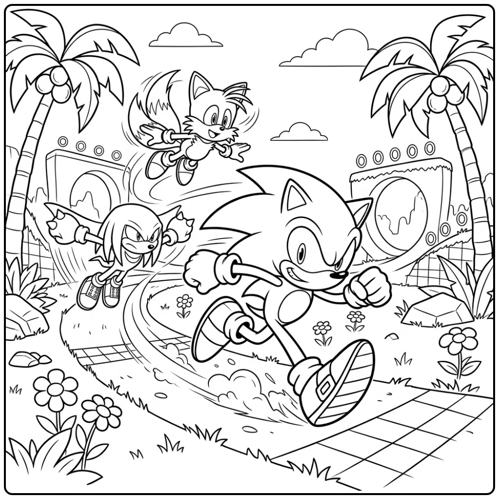The Ultimate Sonic and Friends in Full Speed coloring page